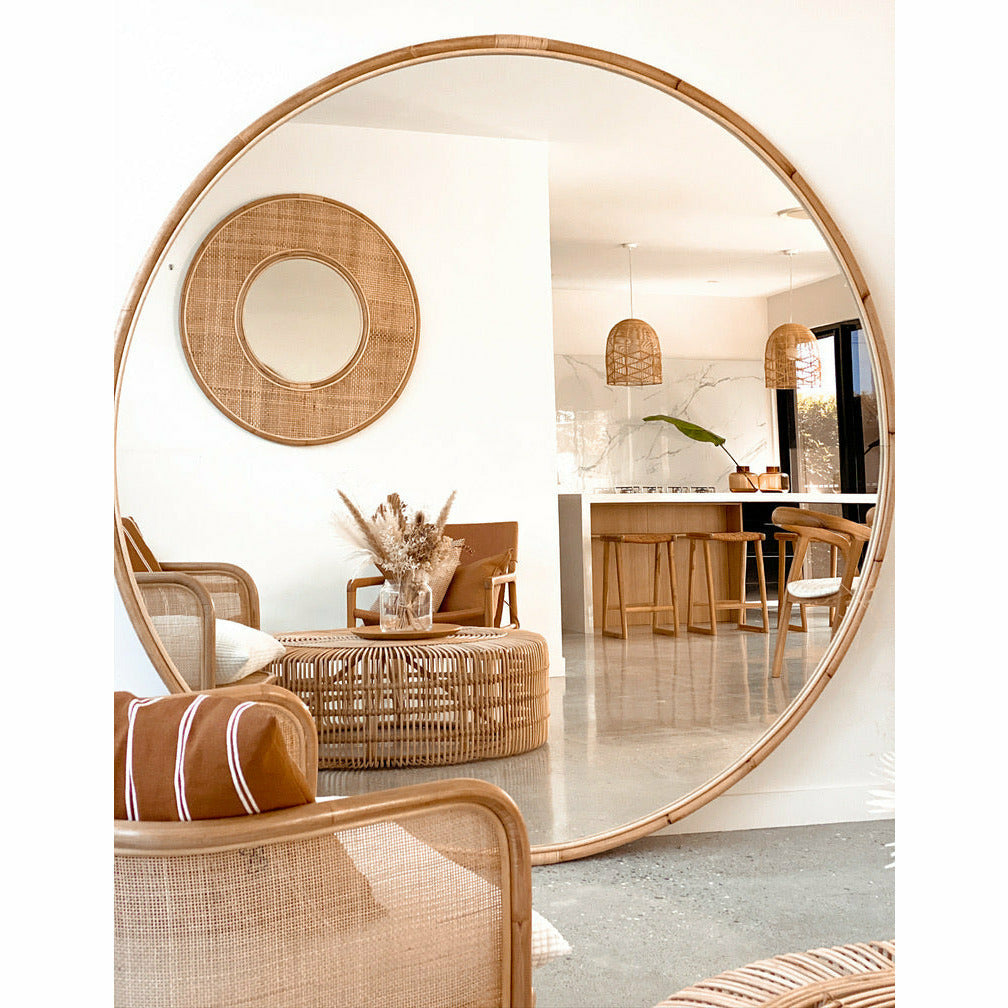 Zoe | Extra Large Round Mirror Rattan Natural | The Styling Republic