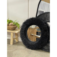 Stella | Rattan Round Mirror Black