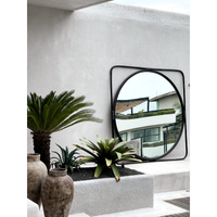 Poppy | Square Frame Mirror Rattan Black