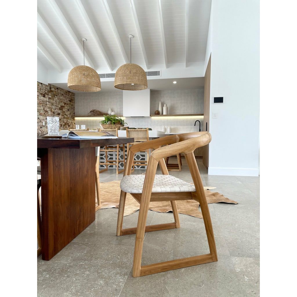 Mabel Dining Chair in White Leather