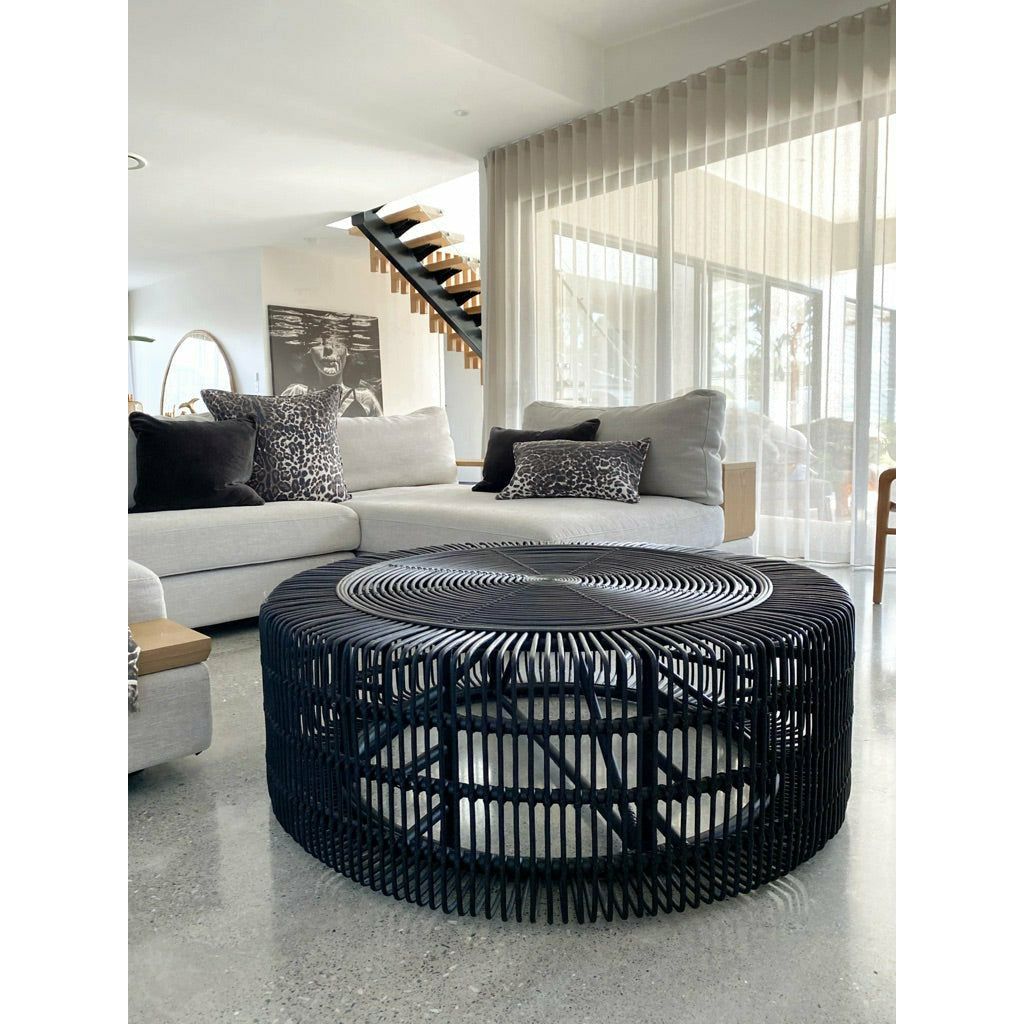 Monique | Coffee Table Rattan Black