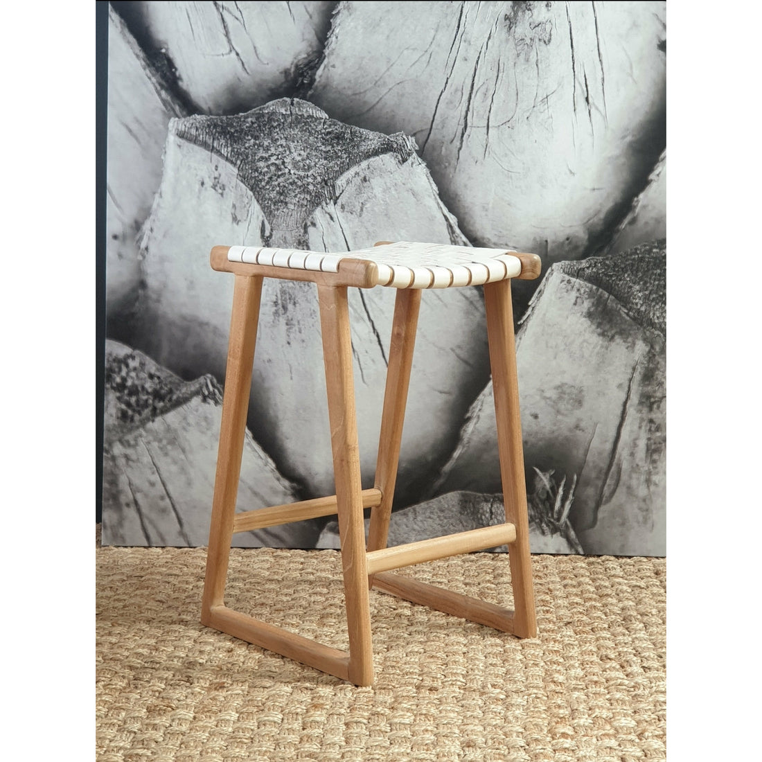 Bailey | Kitchen Stool Leather White