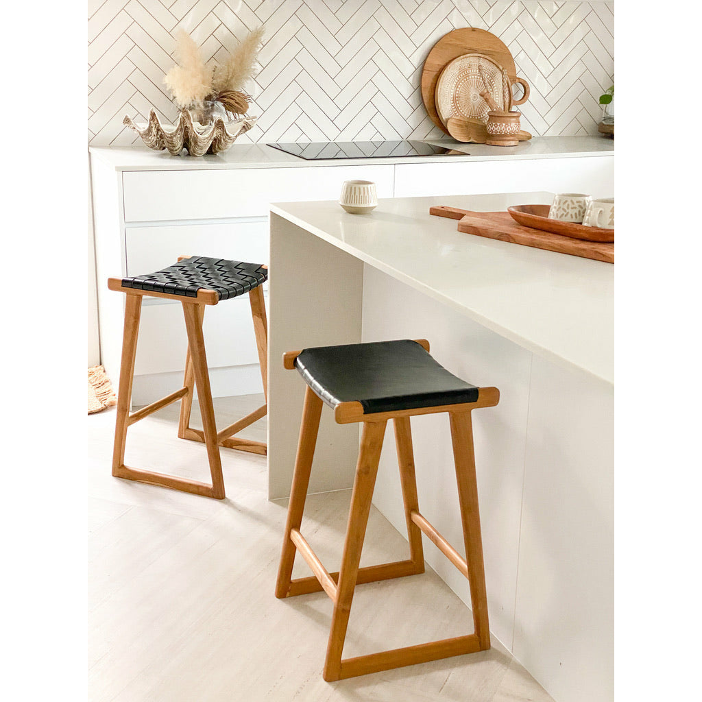 Emma | Kitchen Stool Leather Black