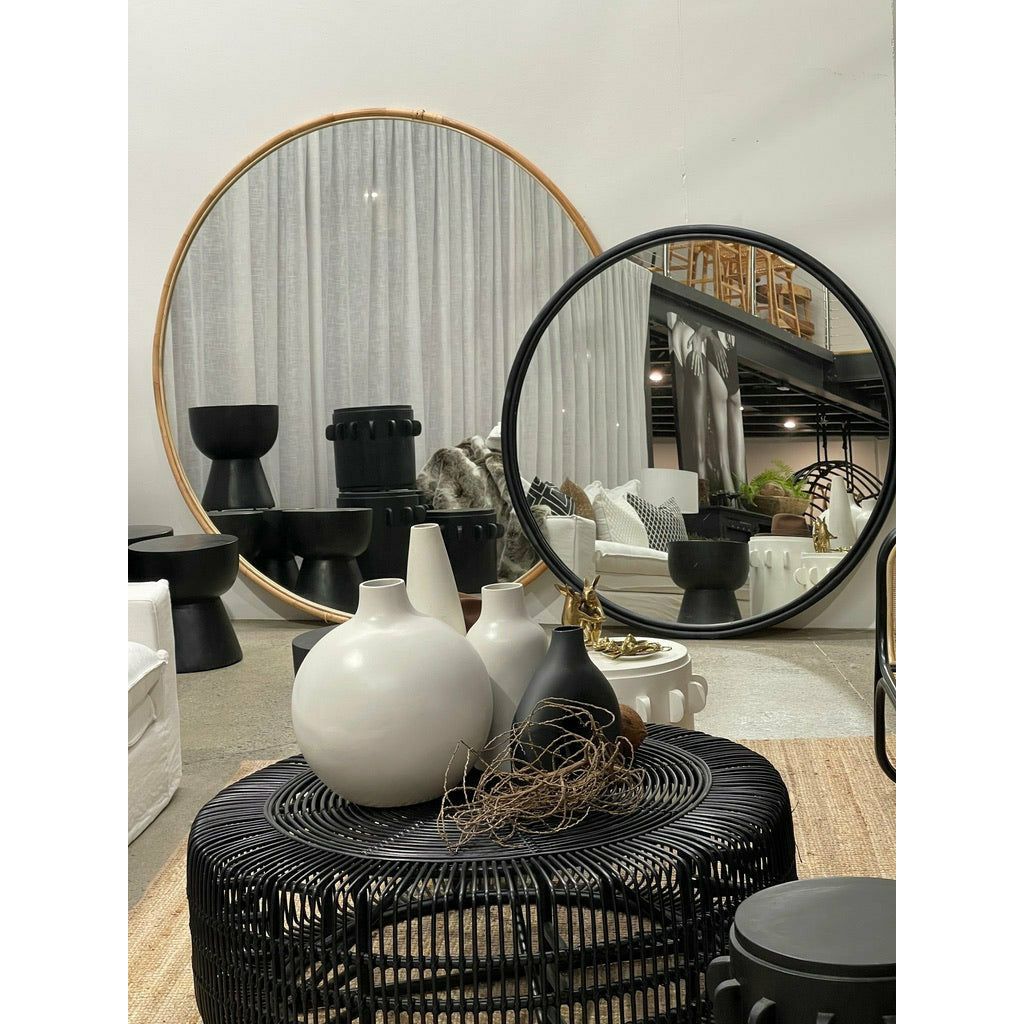 Zoe Mirror Rattan Black