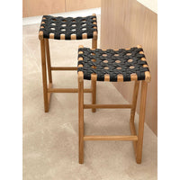 Ivy | Kitchen Stool Leather Black
