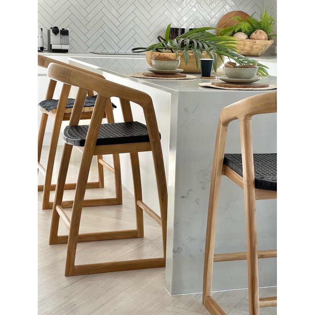 Mabel | Kitchen Stool Rattan Black