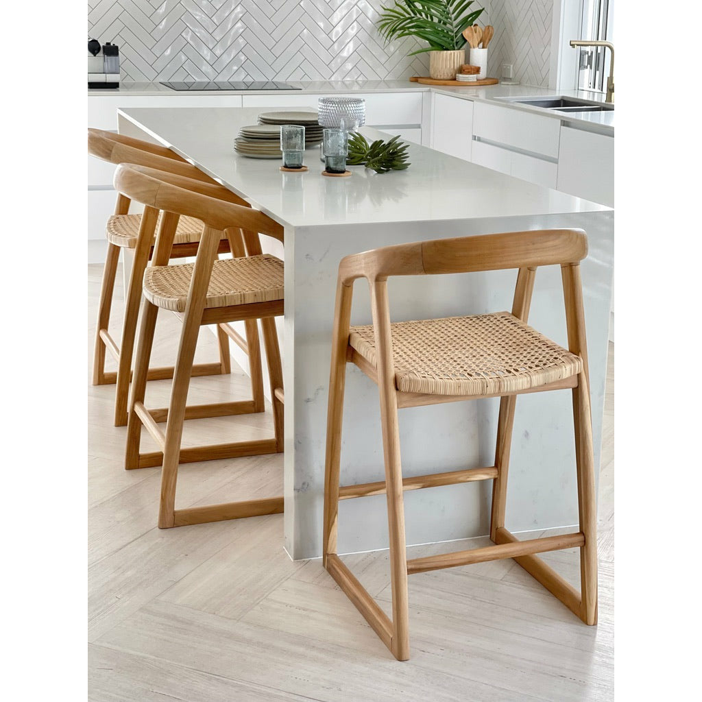 Mabel Kitchen Stool made with Natural Rattan