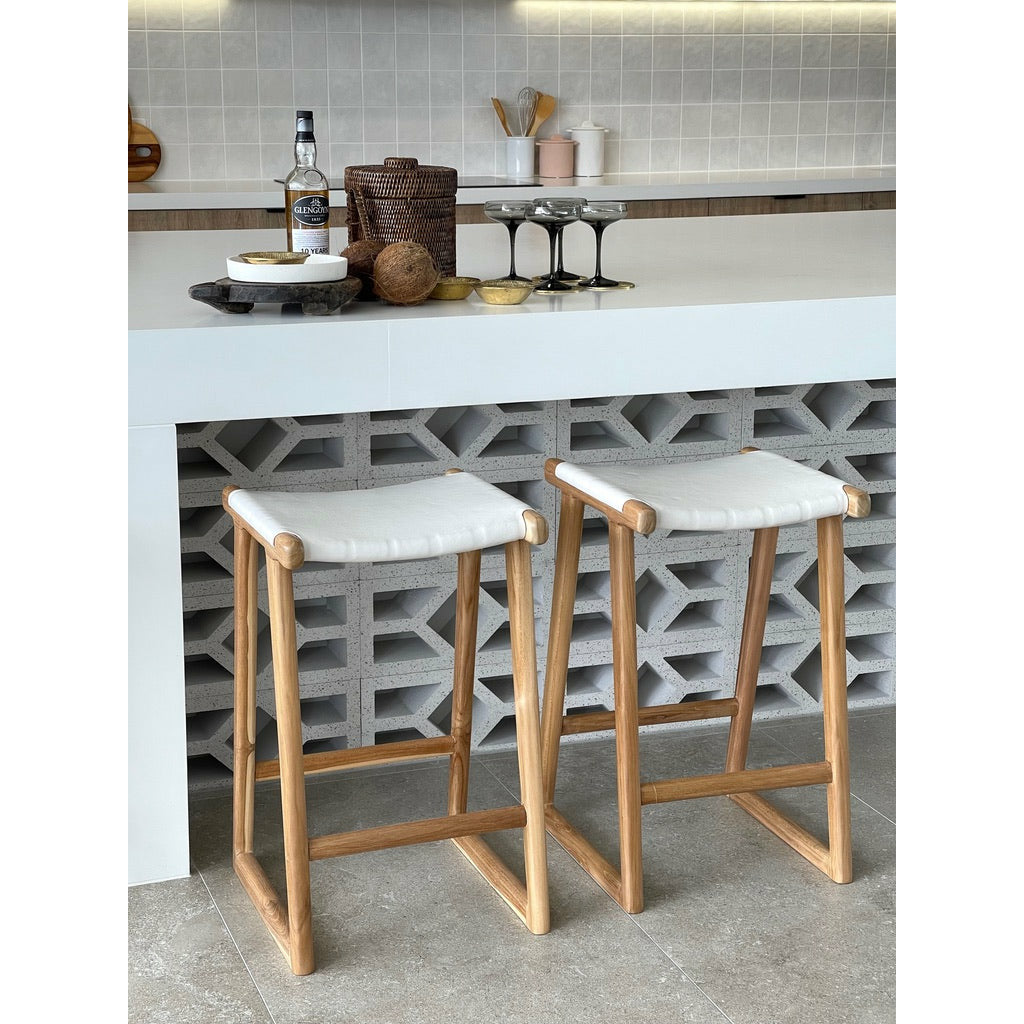 Emma | Kitchen Stool Leather White