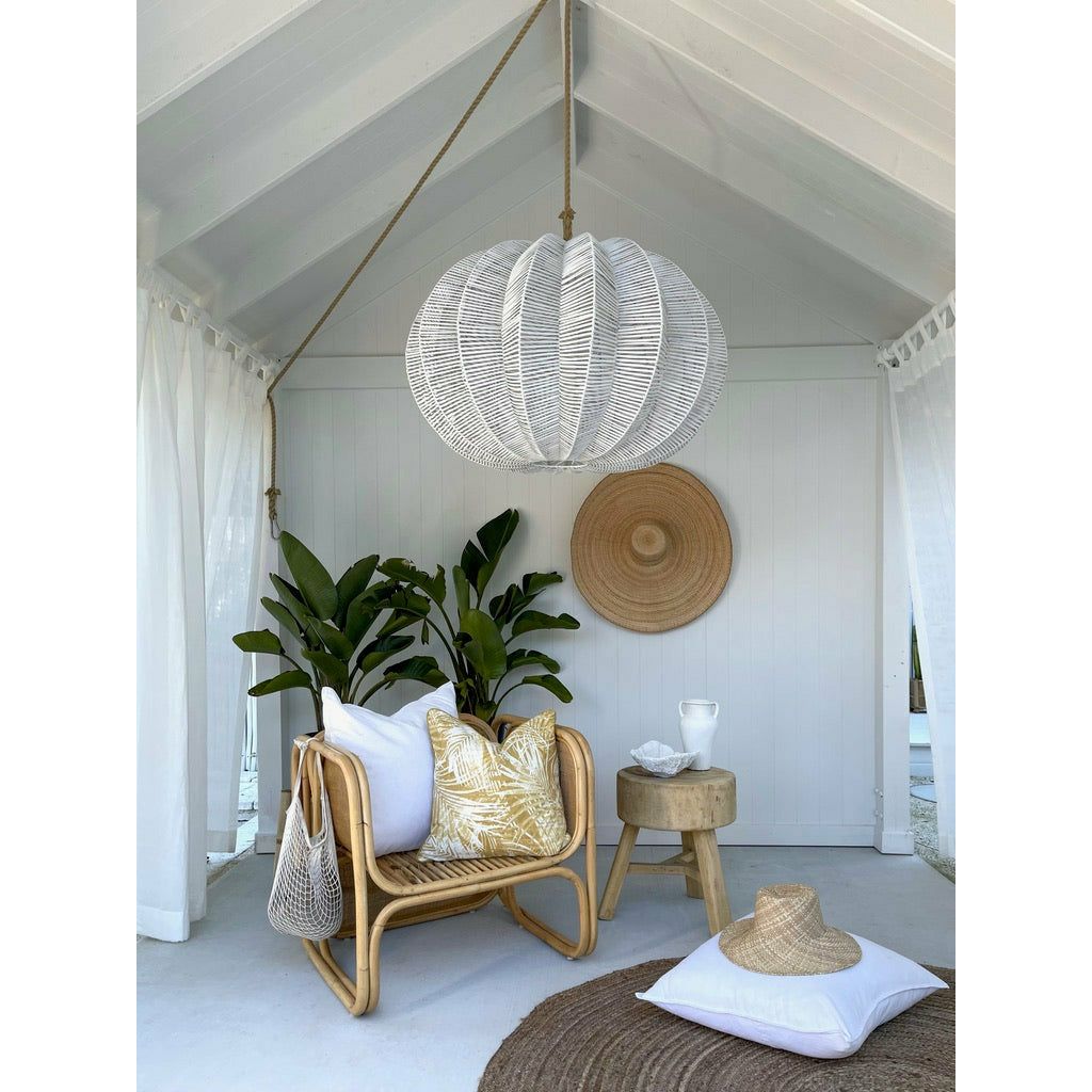 White rattan clearance pendant light