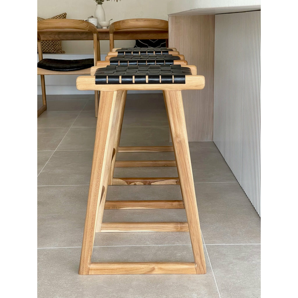Bailey | Kitchen Stool Leather Black