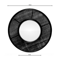 Alicia | Rattan Round Mirror Black