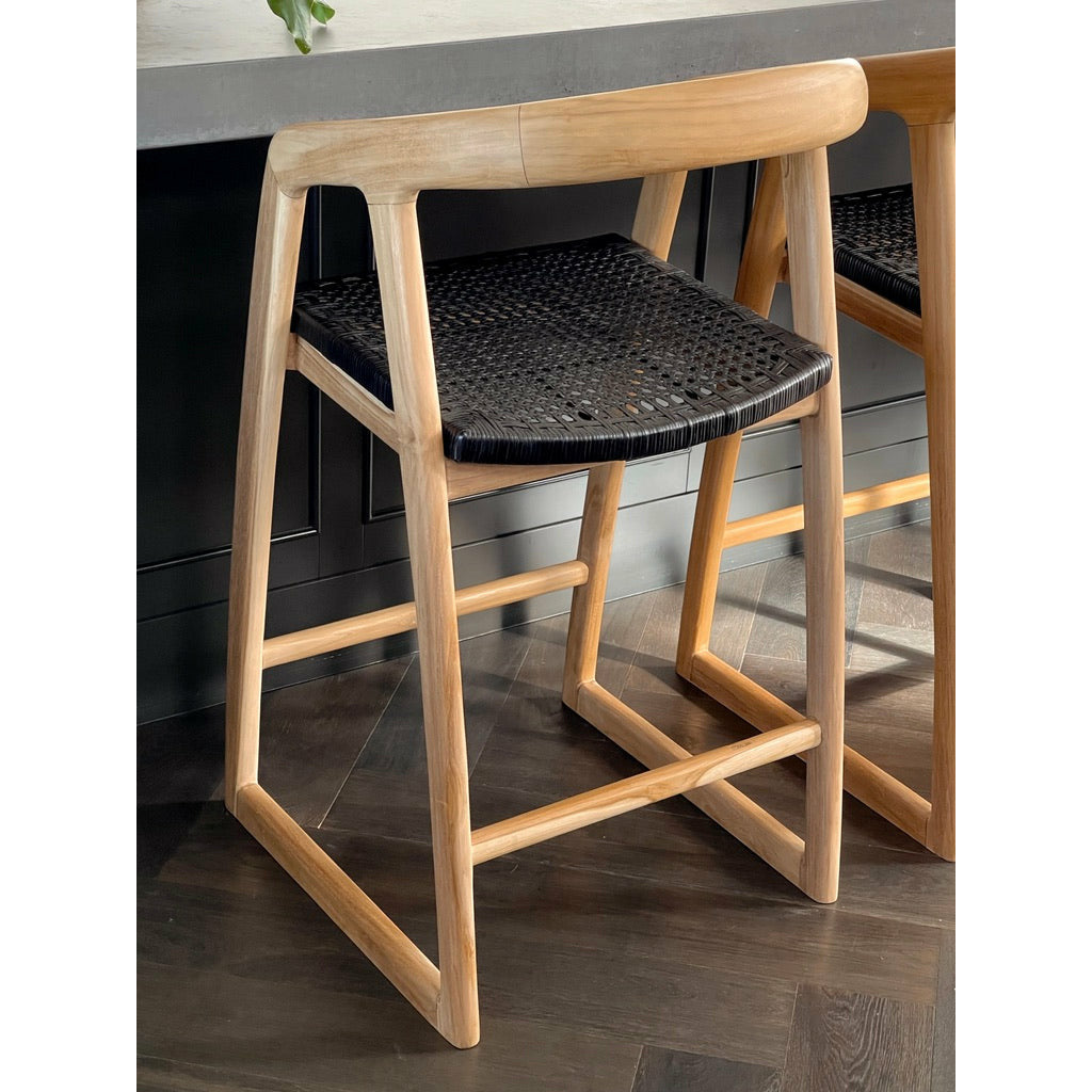 Mabel | Kitchen Stool Rattan Black