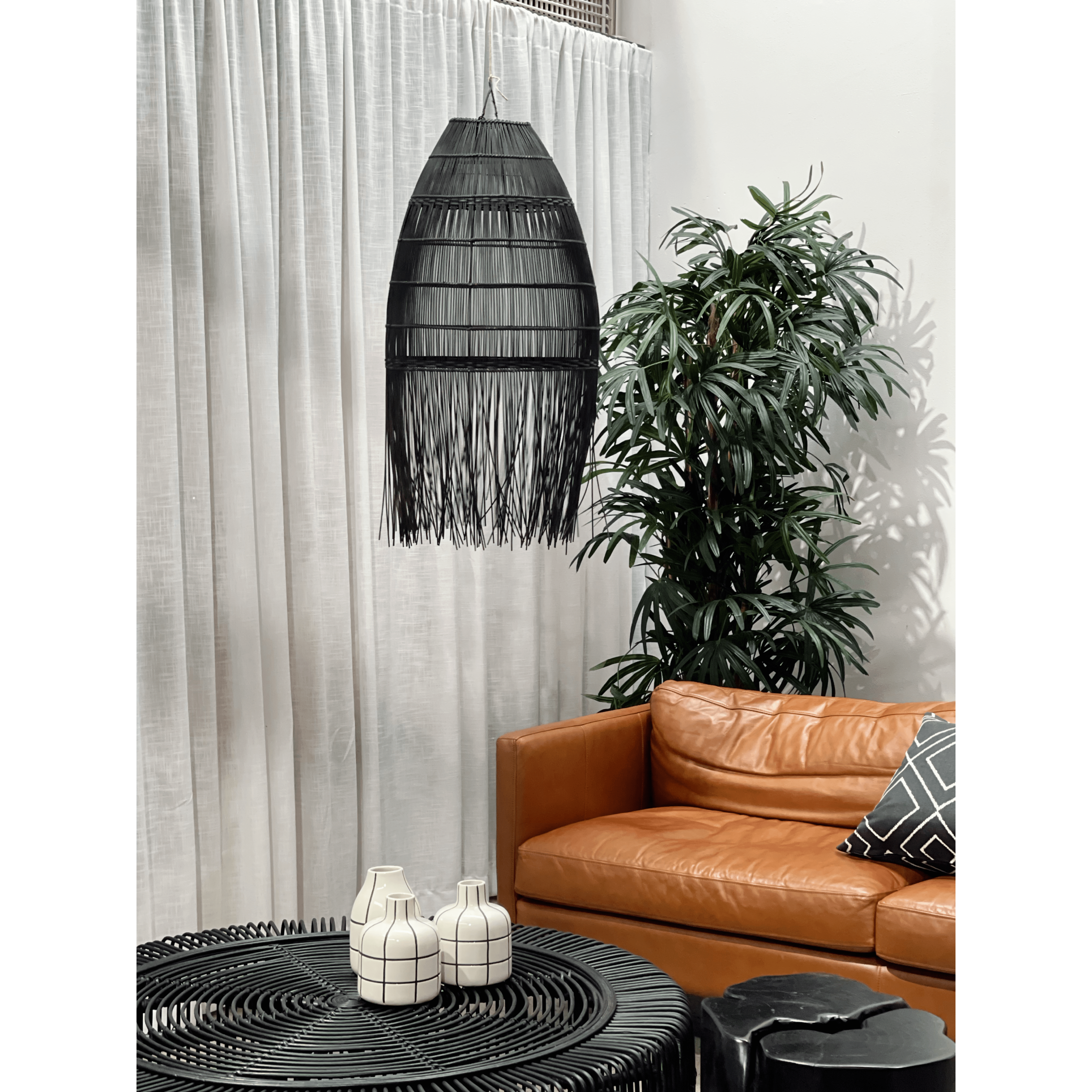 Black rattan pendant deals