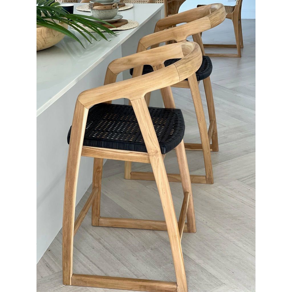 Mabel | Kitchen Stool Rattan Black
