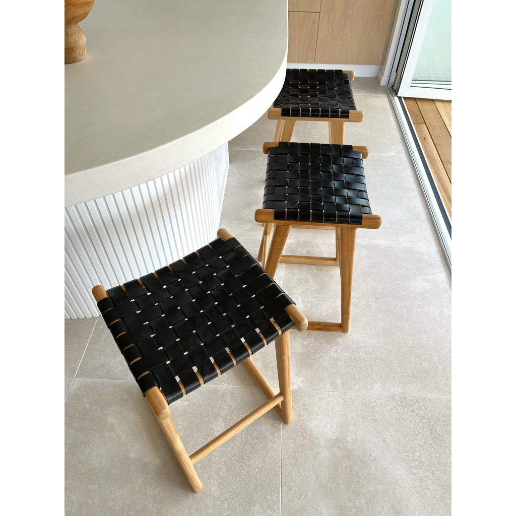 Bailey | Kitchen Stool Leather Black