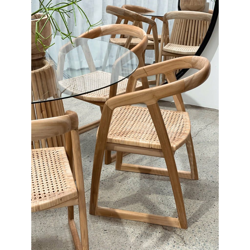 Natural Teak Dining Chair Natural Rattan Seat The Styling Republic
