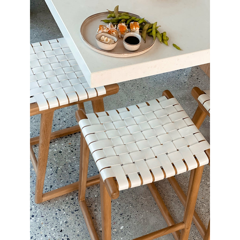 Bailey | Kitchen Stool Leather White