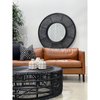 Alicia Round Mirror Rattan Black