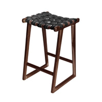 Ivy | Kitchen Stool Leather Black Chocolate Frame