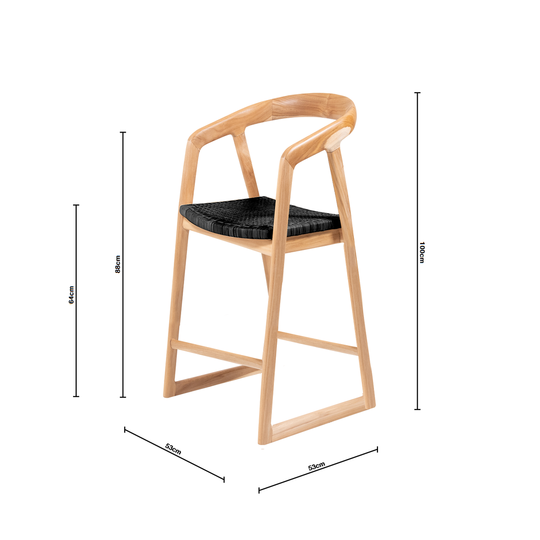 Mabel | Kitchen Stool Rattan Black