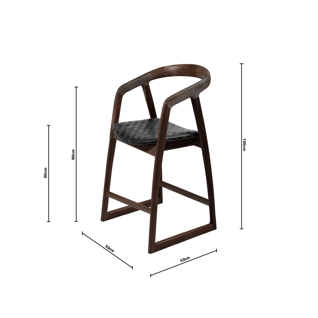 Mabel | Kitchen Stool Leather Black Chocolate Frame