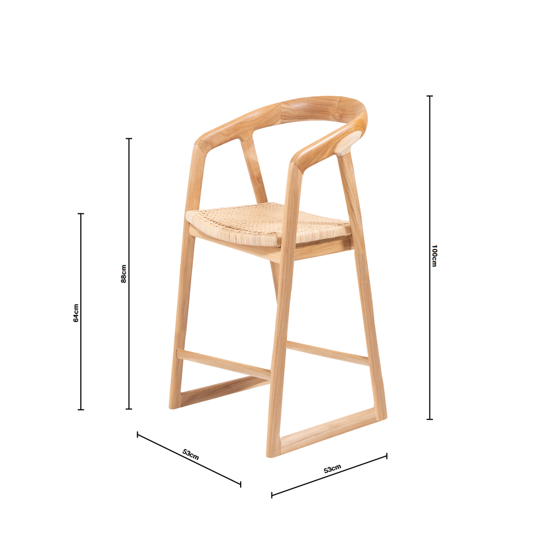 Mabel | Kitchen Stool Rattan Natural