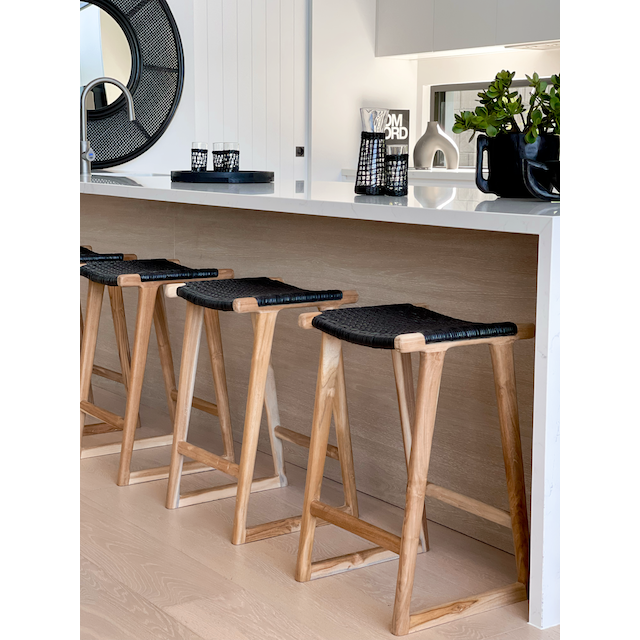 April | Kitchen Stool Rattan Black