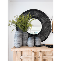 Alicia | Rattan Round Mirror Black
