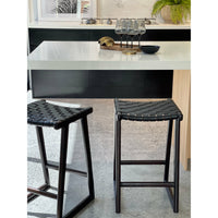 Bailey | Kitchen Stool Leather Black Chocolate Frame
