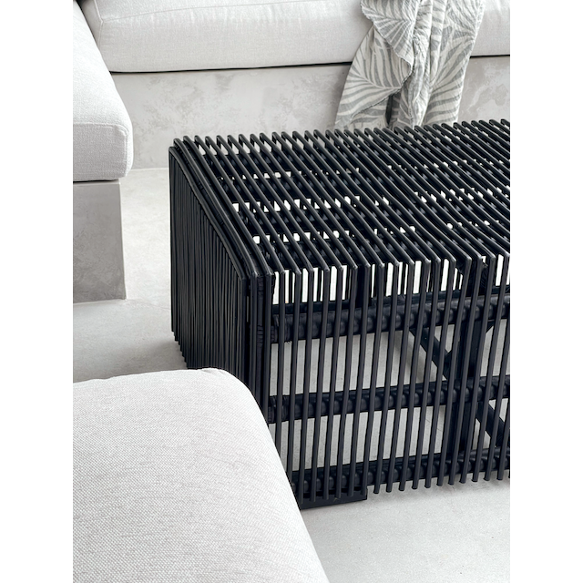 Black rattan end table deals