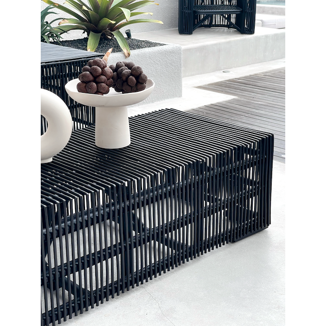 Black and online rattan coffee table
