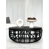 Angie | Coffee Table Rattan Black 100cm