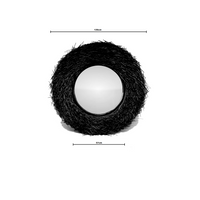 Stella | Rattan Round Mirror Black 120