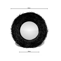 Stella | Rattan Round Mirror Black 120