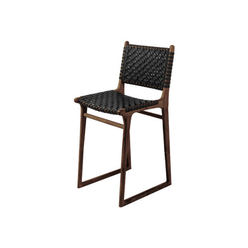 Coco | Kitchen Stool Leather Black Chocolate Frame