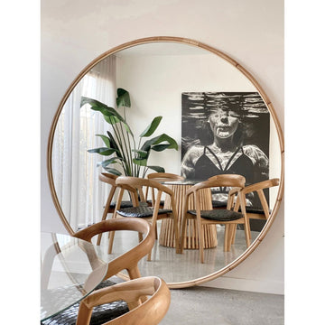 Zoe | Extra Large Round Mirror Natural Rattan 2M