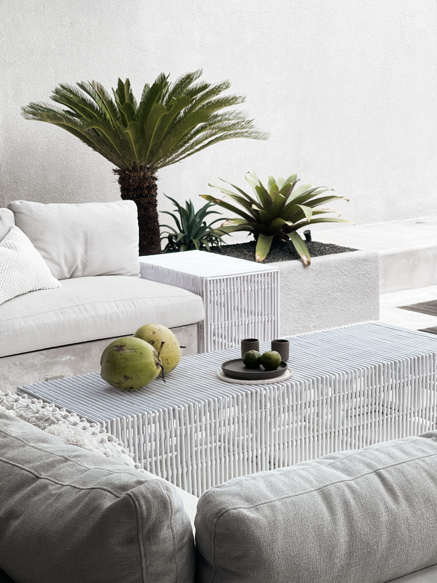 Zara | Side Table Rattan White