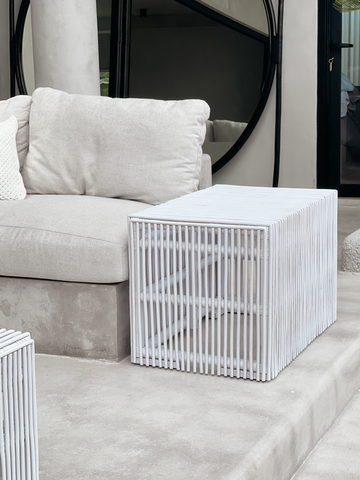 Zara | Side Table Rattan White