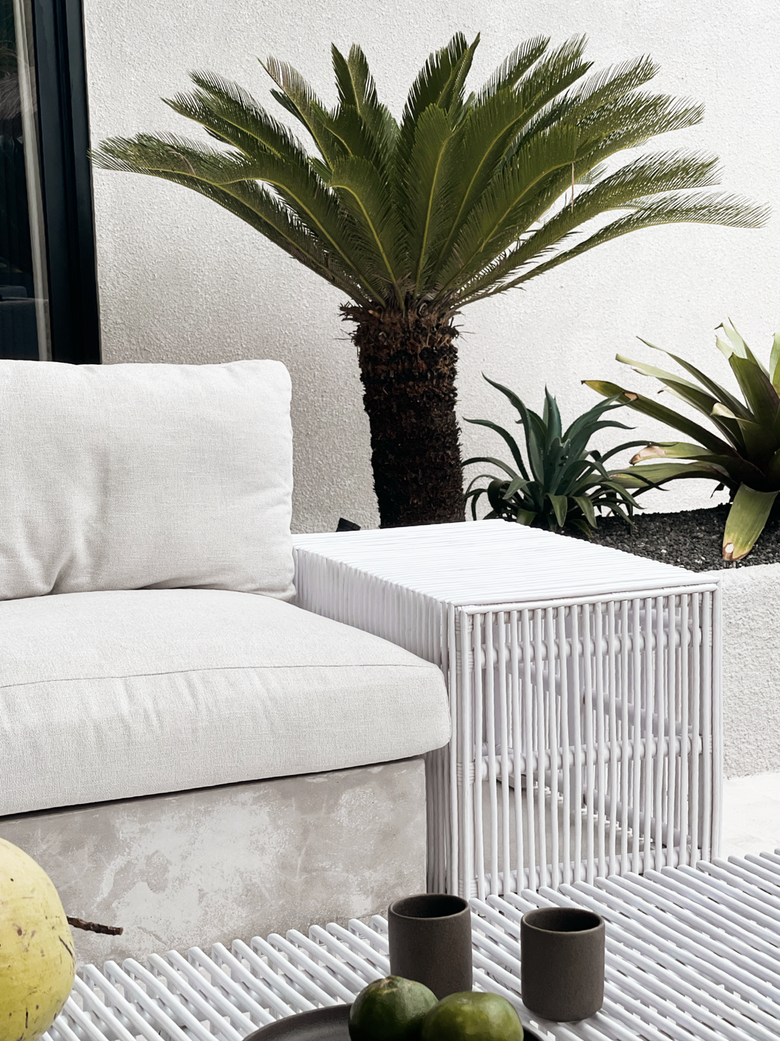 Zara | Side Table Rattan White