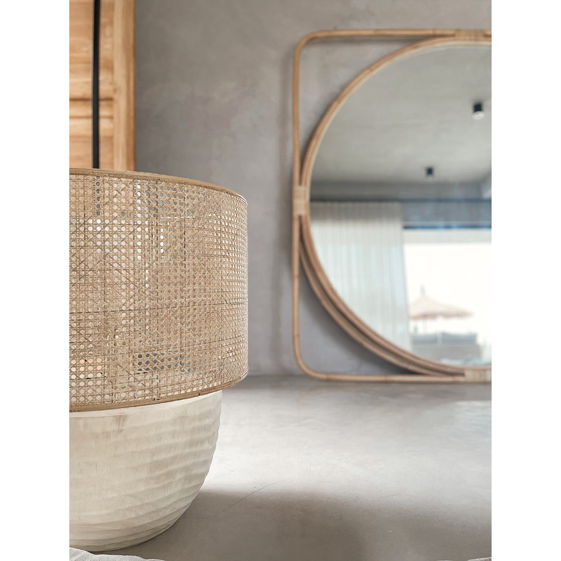 Poppy | Square Frame Extra Large Mirror Rattan Natural