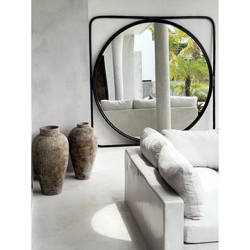 Poppy | Square Frame Mirror Rattan Black