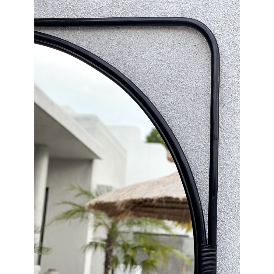 Poppy | Square Frame Mirror Rattan Black