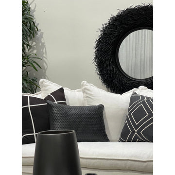 Stella | Rattan Round Mirror Black