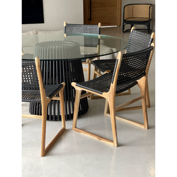 Delilah | Dining Table Rattan Black