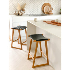 Emma | Kitchen Stool Leather Black