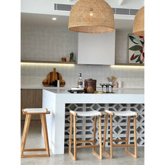 Emma | Kitchen Stool Leather White