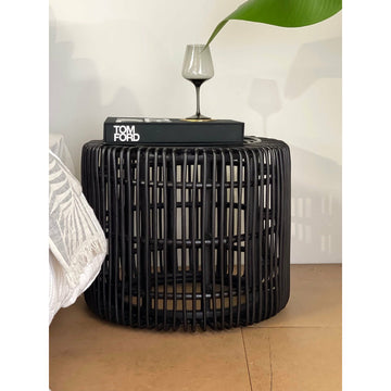 Moni Side Table Rattan Black