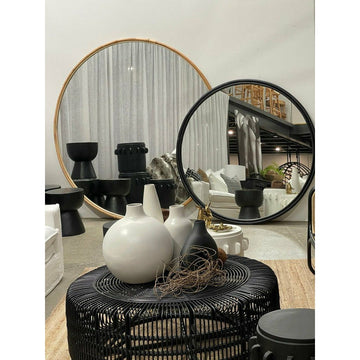 Zoe Mirror Rattan Black
