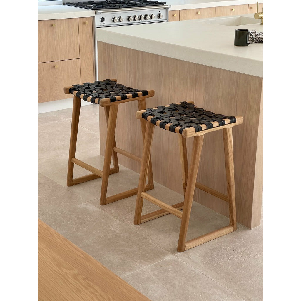 Ivy | Kitchen Stool Leather Black