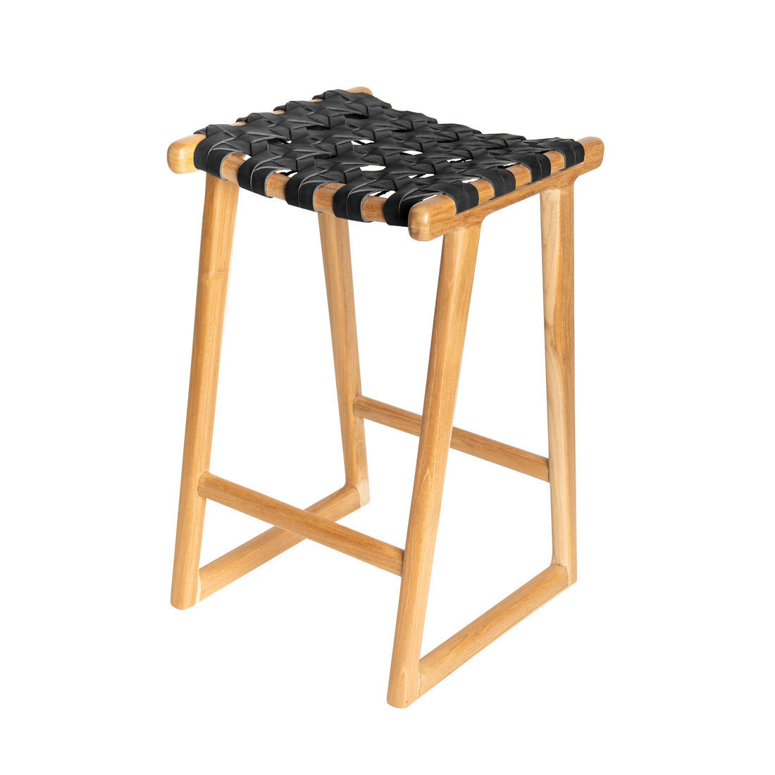 Ivy | Kitchen Stool Leather Black